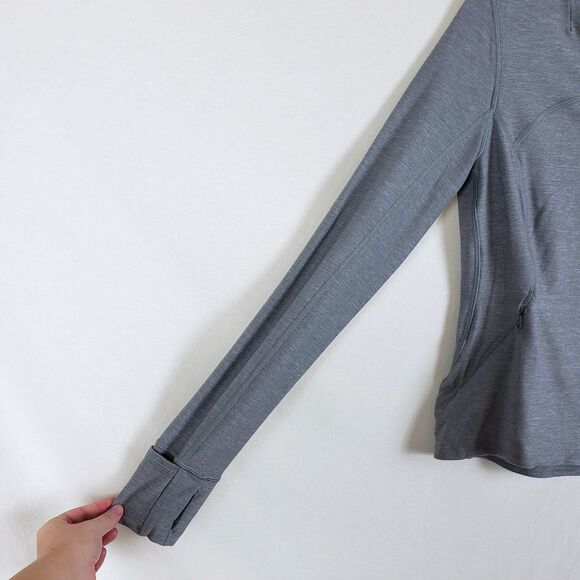 Lululemon Precision Jacket Asymmetric Womens 6 Gray Thumbholes Running - Picture 3 of 11
